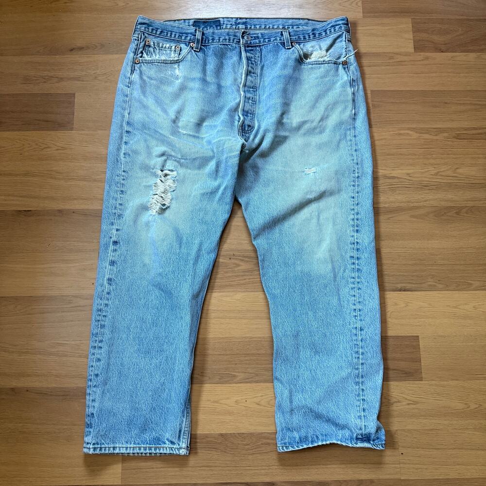 Vintage 90's Levi's 501 XX Button Fly Light Wash Denim Blue Jeans Sz 42 x 28 USA